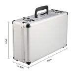 Large hard-shell aluminum-alloy flight case with foam lining, lockable, for storing tools, cameras, and firearms.